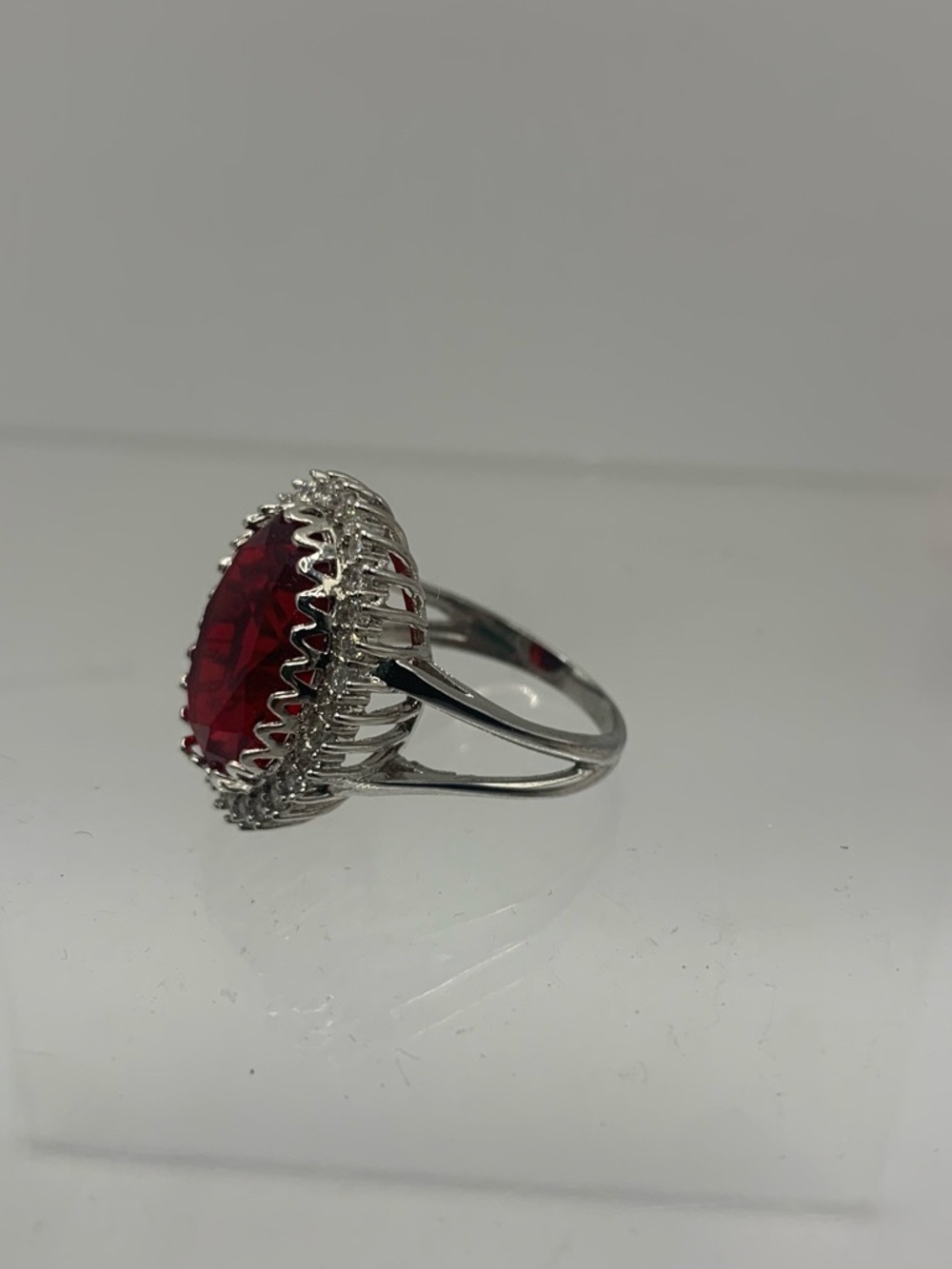 Garnet and Rhinestone Ring - Picture 4 of 6